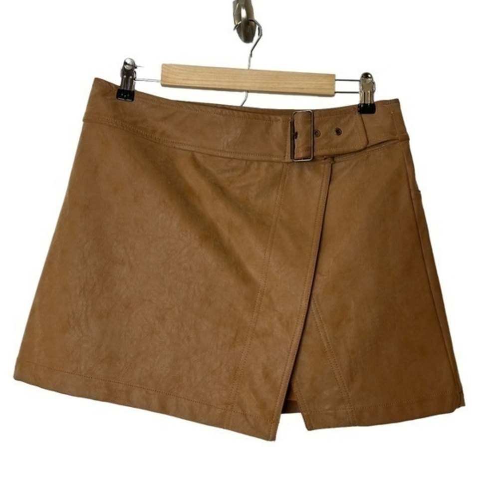 Free People Ari Wrap Mini Skirt in Tan Camel